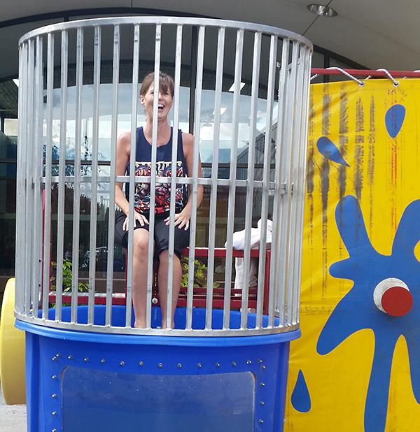 Summer Fun Day was fun for all, including Campus President Bev Harvey, who took a turn in the dunk tank.