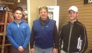 Braden Wheeler (left) visits with his new golf coach at Southeast CC, Bill Campbell, (center) with friend and fellow golfer Jamie Murray.